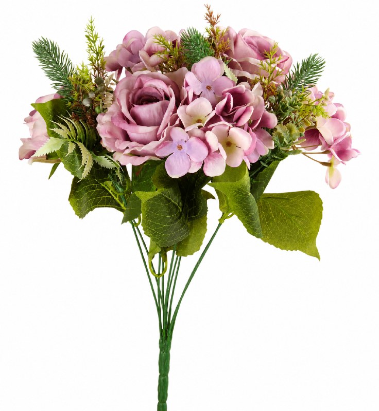 Picture of Artificial Rose, Hydrangea Mixed Bunch Lilac